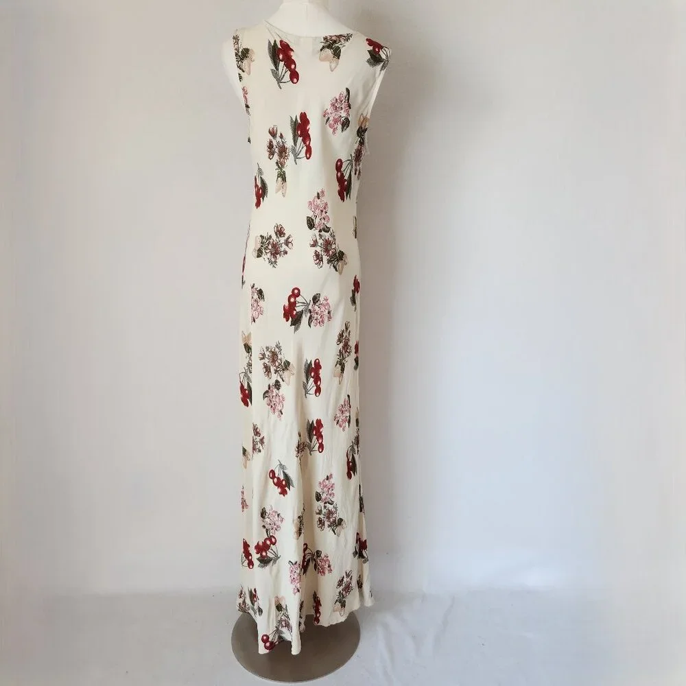 Vintage Y2K NC Love USA Made Rayon Chiffon Sherry Floral Maxi Dress Sleeveless - Picture 5 of 10